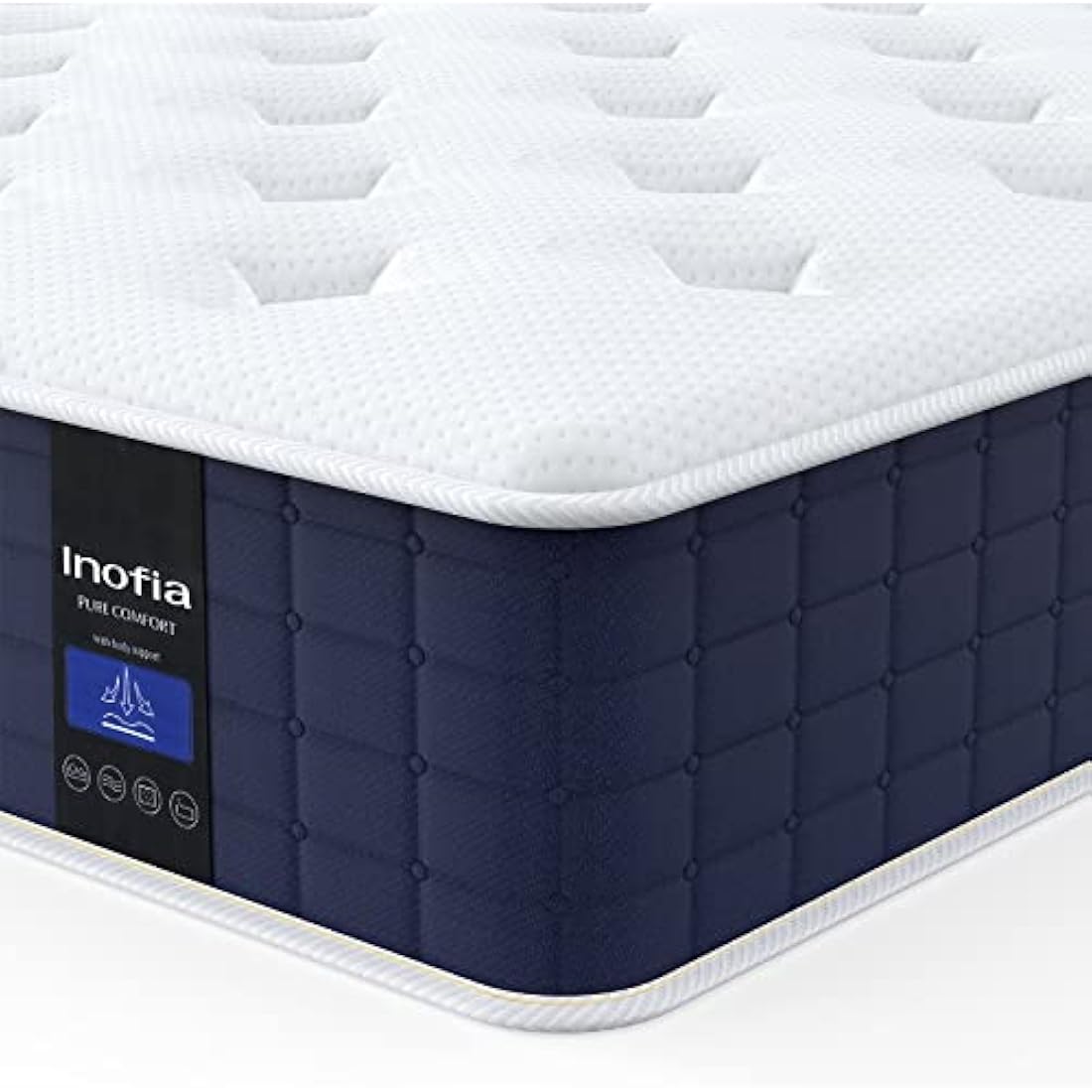 Inofia Single Mattress 3FT,9 Inch Memory Foam Pocket Sprung Mattress,Edge Support & Motion Isolation,Zoned Support Hybrid Firm Mattresses Sapphire Collection(90x190x23cm Firm)