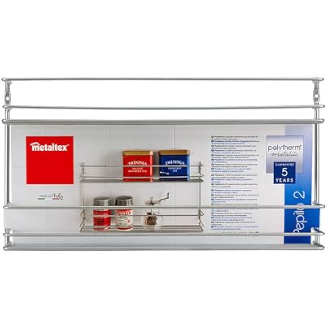 Metaltex PORTASPEZIE 2 PIANI POLITHERM 36X8X19 Cucumber 2, Metal, Black