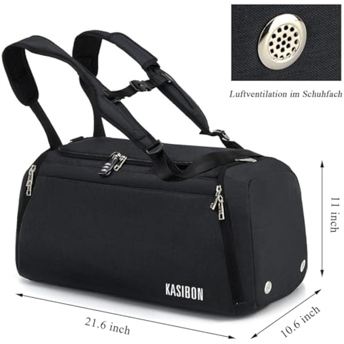 Sports Duffle Bag with Shoes Compartment and Wet Pocket, 42L Waterproof Gym Bag for Men and Women, Durable Travel Duffel Bag with Shoulder Strap and Combination Lock