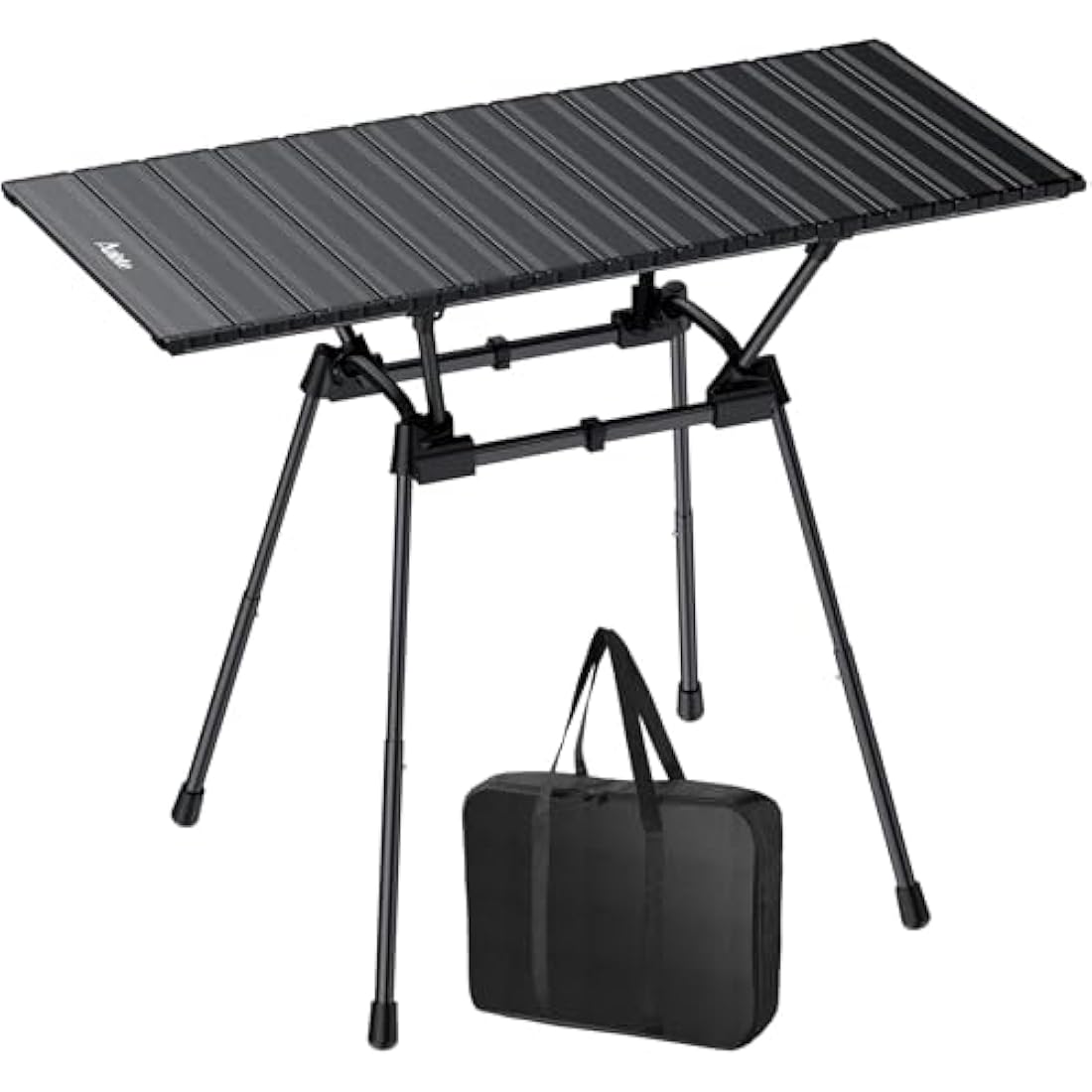 Anbte 3ft Folding Camping Table, 4 Adjustable Heights Tall Aluminum Roll Up Camping Table with Carrying Bag, Portable, for Picnic, Camping, BBQ, Party, Backyard, Beach, Patio, 88 cm X 40 cm, Black