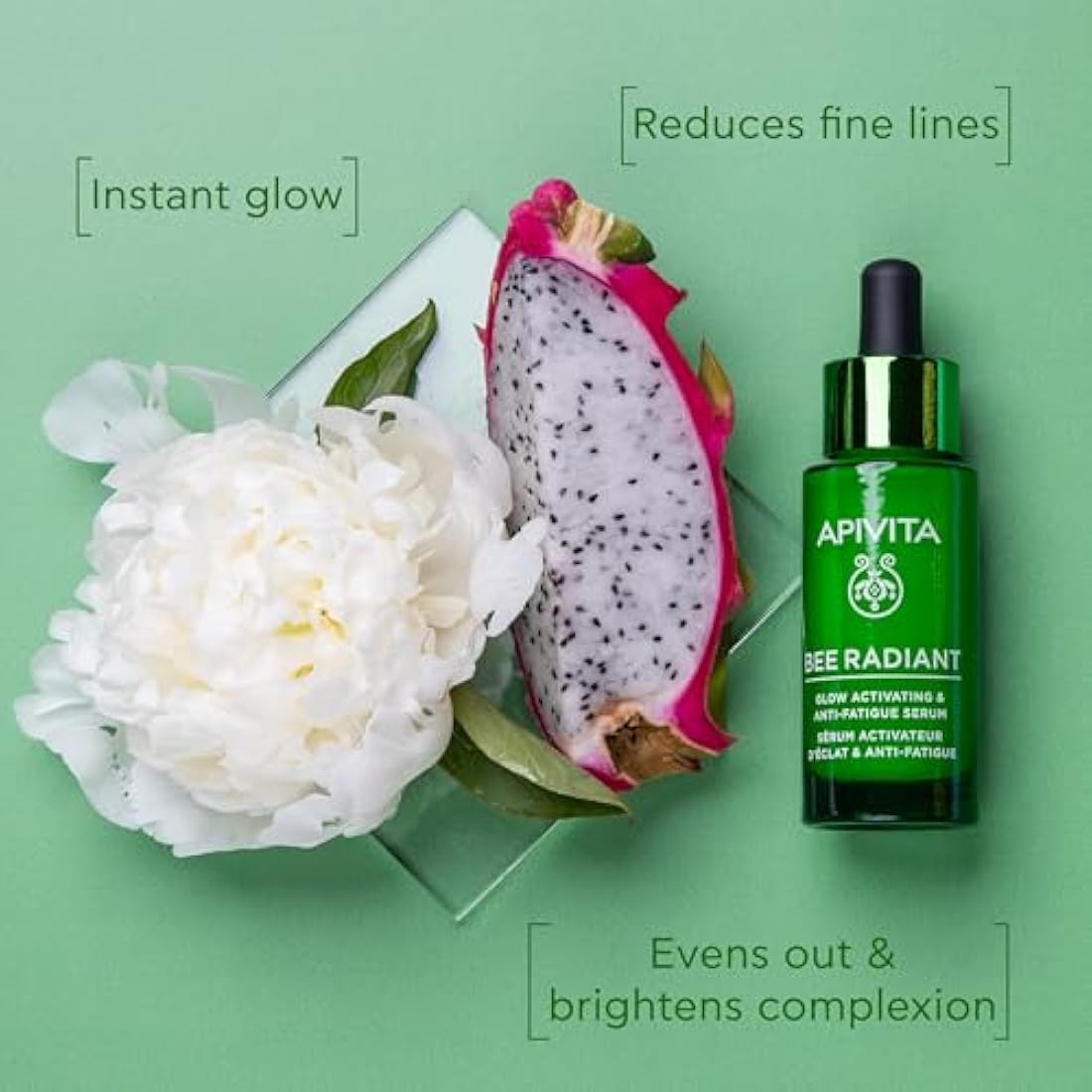 Apivita Bee Radiant Glow Activating & Anti-Fatigue Serum 30ml - Facial Serum with Propolis, White Peony & Dragon Fruit - Brightens, Tackles Discolorations & Aging Signs for a Plumper, Youthful Skin