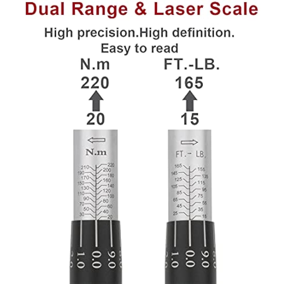 FOURROBBER Torque Wrench Set 1/2-inch Drive Click Bicycle Torque Wrench Dual-Direction Adjustable 90-Tooth Torque Wrench with Buckle 20-220Nm,Accuracy ± 3% Visit The Store