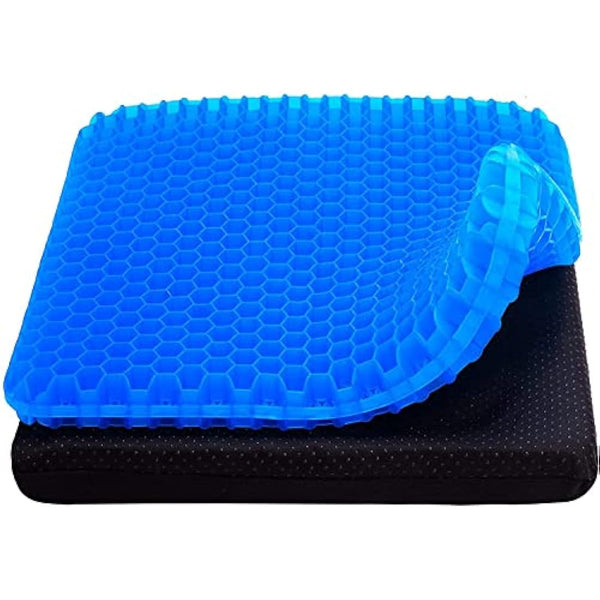 2022 NewLarge Gel Seat Cushion, Honeycomb Design Double Thick Gel Cushion with Relieving Back coccyx Pain Pressure, for Car Office Home Wheelchair&Chair