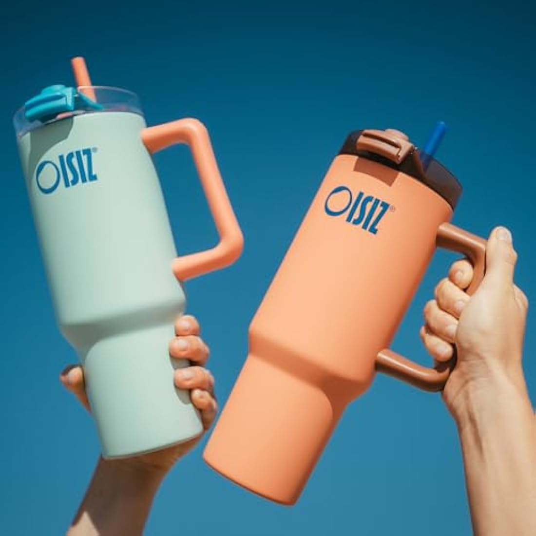 OISIZ 40oz Tumbler with Handle Water Bottle with Straw Lid 1200ml Stainless Steel Drink Cup Reusable Insulated Vacuum Cup Travel Coffee Mug Travel Cup Cupholder Friendly,Leak Proof,Keep Cold for 32Hr