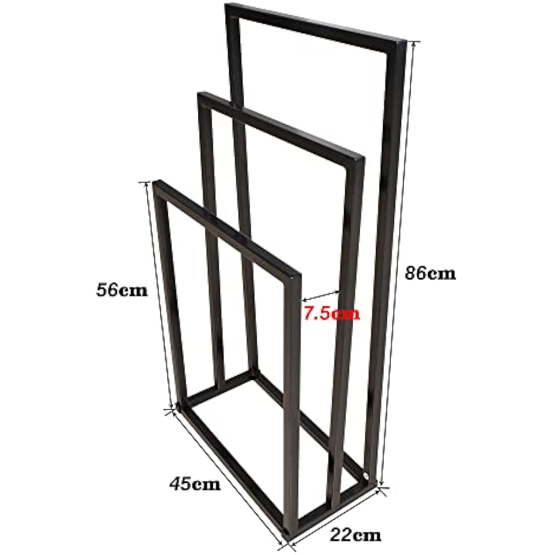 DUMEE Freestanding Towel Holder with 3 Towel Stands Rail for Bathroom Accessories Organizer, Bath & Hand Towels Storage, Black