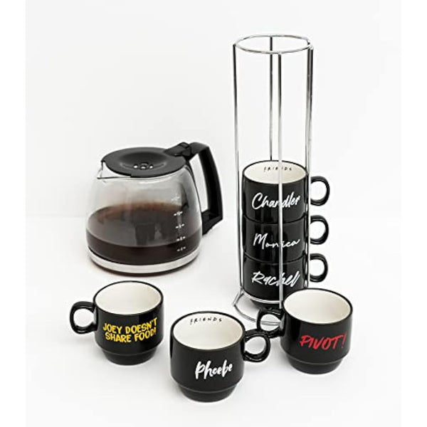 Grupo Erik Mugs Sets of 6 - Friends TV Show Gifts | Stacking Mugs with Stand 5.4 oz - 150ml Coffee Cups Espresso | Cool Gifts for Friends Merchandise