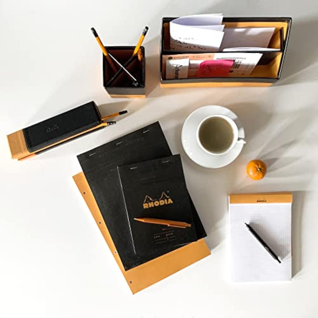 RHODIA 186009C - Stapled Notepad N°18 Black - A4 - Lined - 80 Detachable Sheets - White Clairefontaine Paper 80 g/m² - Coated Card Cover - Pack of 5 pads