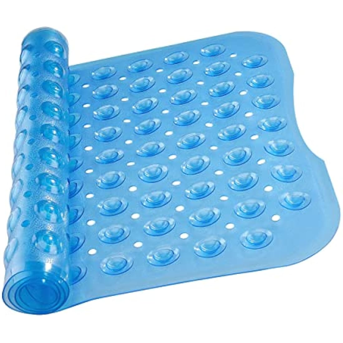 MOONLIGHT20015 Shower Bath Mat Non Slip Anti Mould & Mildew with Strong Suction Cups Grip and Drain Holes Soft Rubber Shower Mats - PVC Bathroom Mat Machine Washable (100x40cm, Blue)