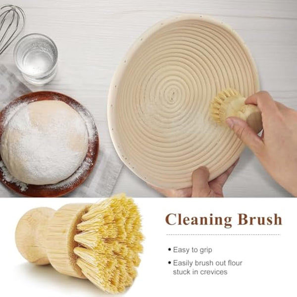 Banneton Bread Proofing Basket Set for Sourdough Bread Baking: 23cm Round & 25cm Oval Rattan Proving Bowls with Liner, Bread Lame, Dough Scraper, Brush, Baking Gifts for Professionals and Home Bakers