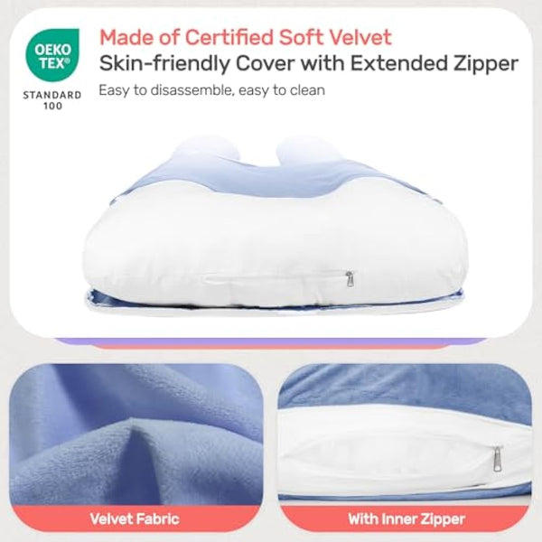Nuliie Pregnancy Pillow for Sleeping, U Shaped Full Body Pillow Pregnancy Pillows, Maternity Pillow Support for Back, Hips, Legs for Pregnant Women, With Washable Velvet Cover (Blue)