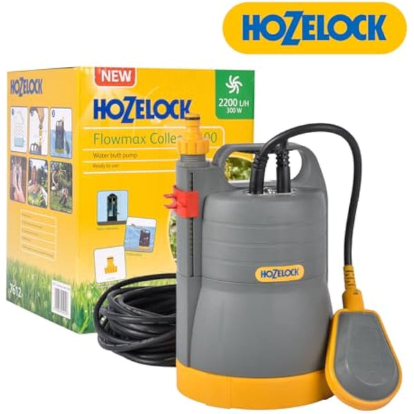 HOZELOCK - Waterbutt Pump 2200 : Ideal for Automatic Watering Systems, Capacity 2200 LPH with 1.1 Bar Pressure, Designed to Pump Water from a Rain Water Butt [76120000]