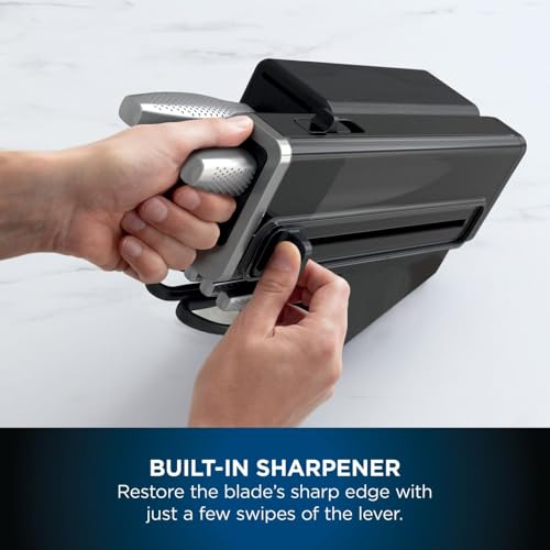 Ninja Foodi StaySharp Knife Block with Integrated Sharpener, 5-Piece Knife Set includes Chef, Bread, Slicing, Utility, Paring Knives, Stainless Steel K32005UK, Black