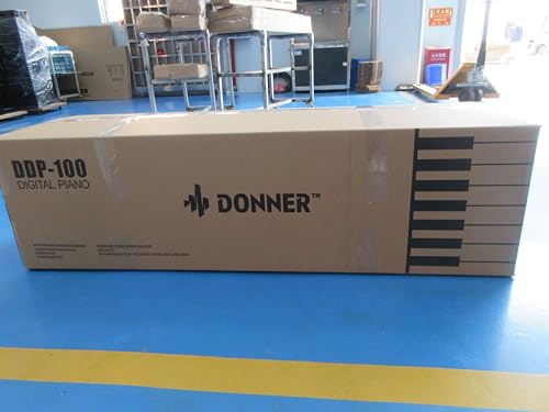Donner Digital Piano 88 Key Weighted DDP-100 88-Key Weighted Action Digital Piano, Beginner keyboard piano Bundle with Furniture Stand, Power Adapter, White