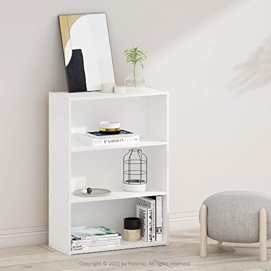 Furinno Pasir 3-Tier Open Shelf, Plain White