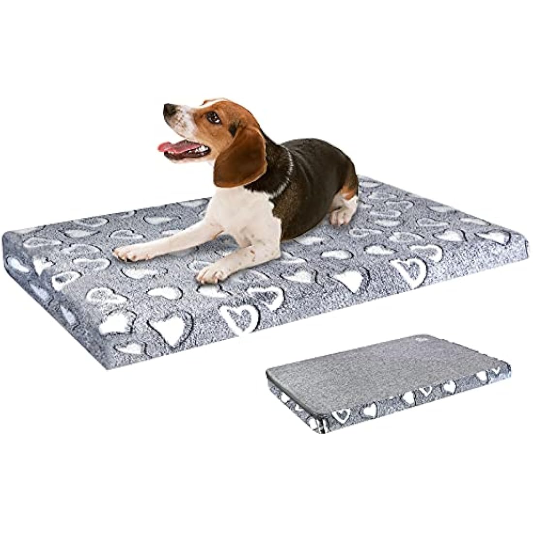 VANKEAN Dog Bed Mat Reversible(Warm & Soft), Stylish Pet Bed Mattress for Dog Crate, Water Proof Linings, Removable Machine Washable Cover, Pet Bed for Small to XX-Large Dogs, Light Grey