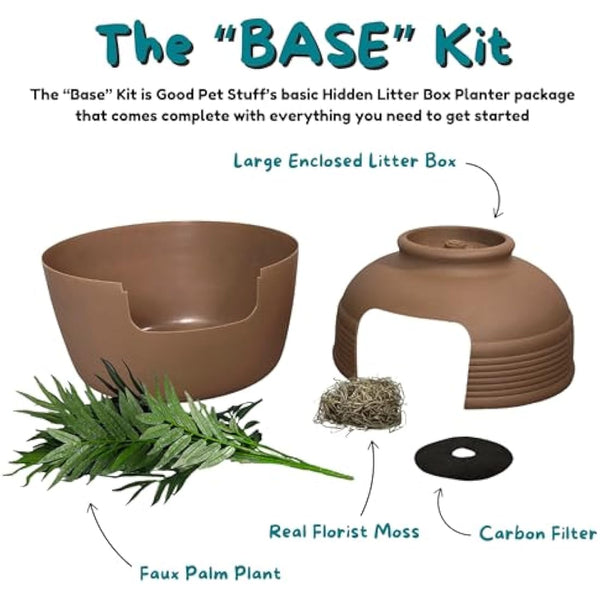Good Pet Stuff Mocha Brown Large Hidden Litter Box Planter Base Kit for Cat Owners