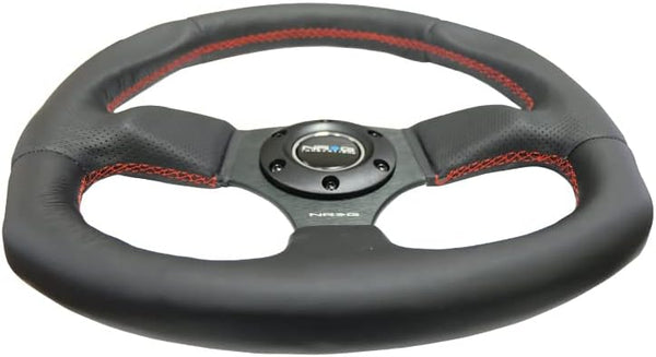 NRG Innovations RST-009R-RS Reinforced Steering Wheel (Leather Steering Wheelwith RED stitch)