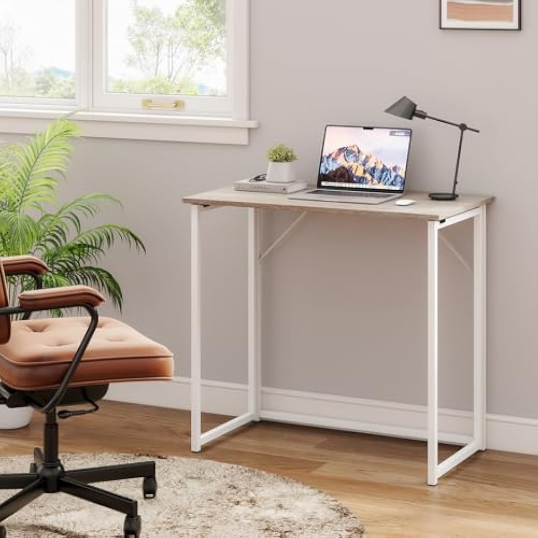 Dripex Folding Desk Foldable Small Computer Desk Writing Table for Small Place Easy Assembly, Oak