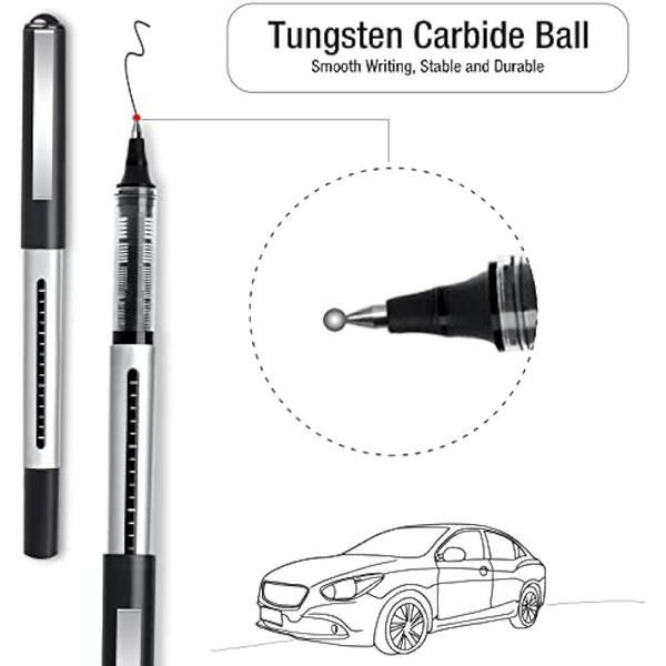 APOGO Rollerball Pens Black Ink, 16 Pack Pens Multipack 0.5mm Black Gel Pens, Quick-Drying Ink Pens, Writing Pens for Note Taking, Sketch, Bullet Journal, Black Pens for School & Office Supplies