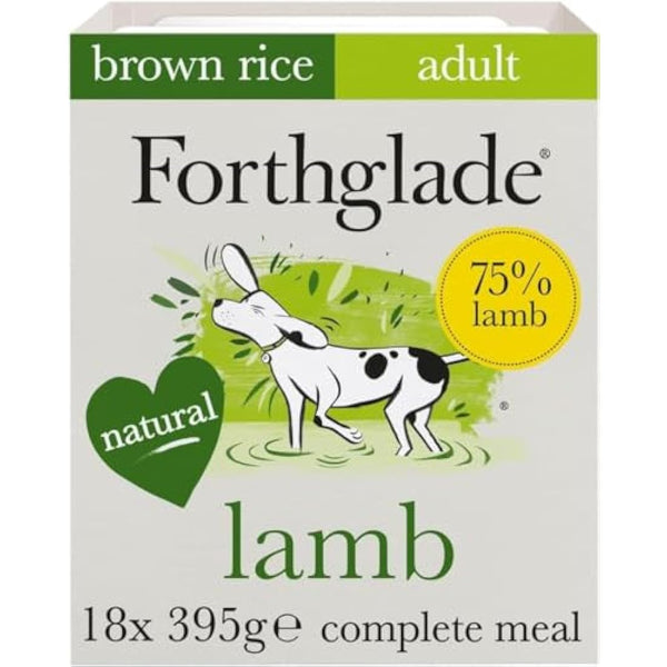 Forthglade Wet Dog Food (18 x 395g Trays) - Wholegrain & Hypoallergenic Dog Food, Lamb with Vegetables and Brown Rice, Adult Stomach Sensitive Meals with Natural Ingredients