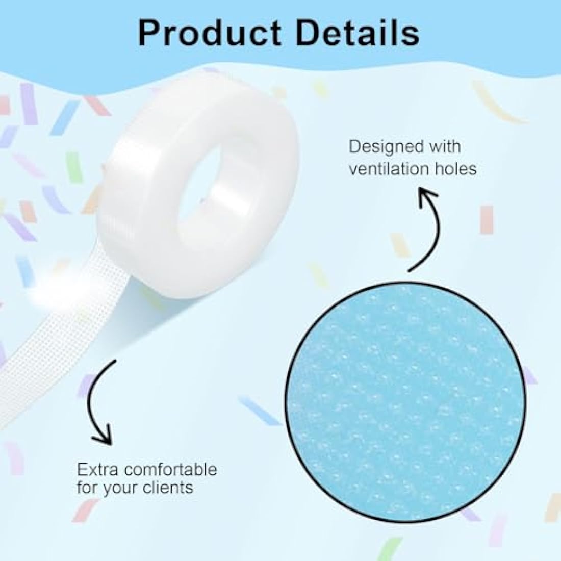 fenshine Lash Tape,8 Rolls PE Micropore Medical Tape for Eyelash Extension, Fabric Tape For False Eyelash Patch Makeup Tool (0.5inch x 10 Yards)