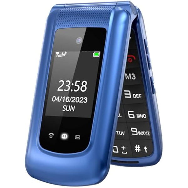 uleway Big Button Mobile Phone for Elderly Unlocked Flip Senior Mobil Phone Pay As You Go Flip Phone Basic Phone with SOS Emergency Button Speed Dail Torch FM Radio Easy to Use for Senior (2G-Blue)