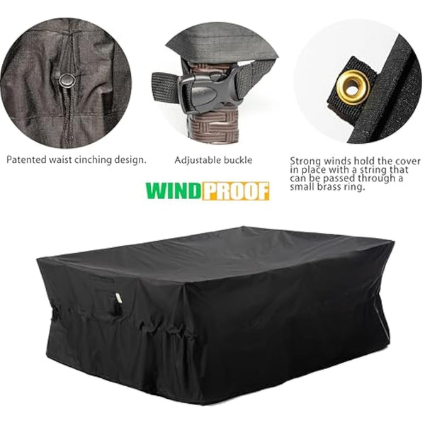 F&J Outdoors Garden Furniture Covers Heavy Duty UV Resistant Tear Resistant Outdoor Table Cover Waterproof Windproof Sectional Sofa Large Garden Furniture Cover, Black, 274x208x84cm