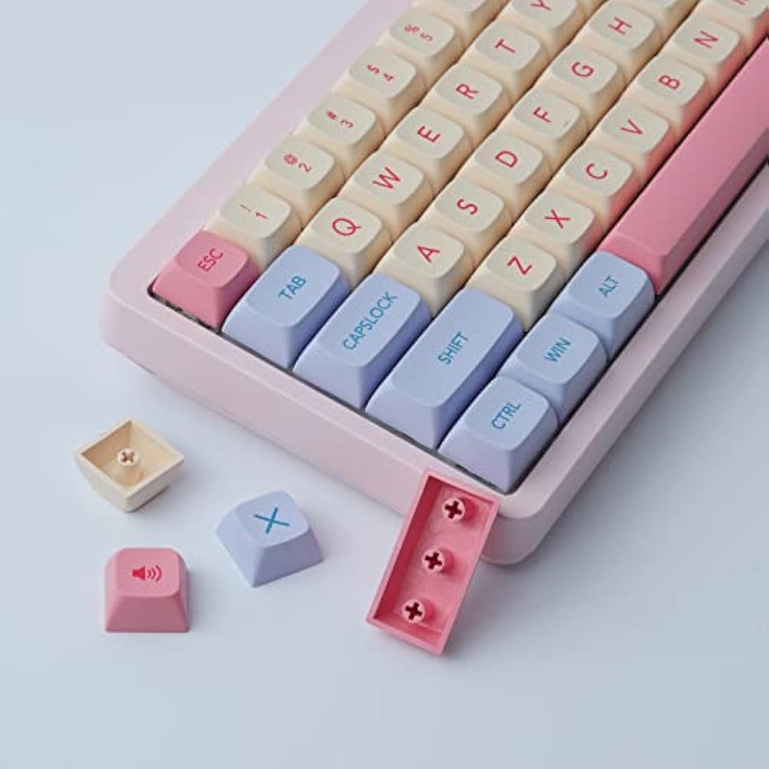 JakeTsai PBT Keycaps,XDA Profile 132 Keys Set Dye Sublimation Keycaps Marshmallow Theme Keycap ANSI Layout Compatible MX Switches Mechanical Keyboard
