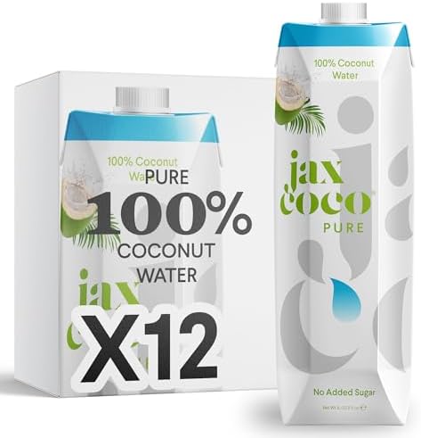 Jax Coco | 100% Pure Coconut Water | No Added Sugar, Low Calorie | Convenient and Sustainable Packaging | Fresh from the Philippines | 12 x 1L Cartons