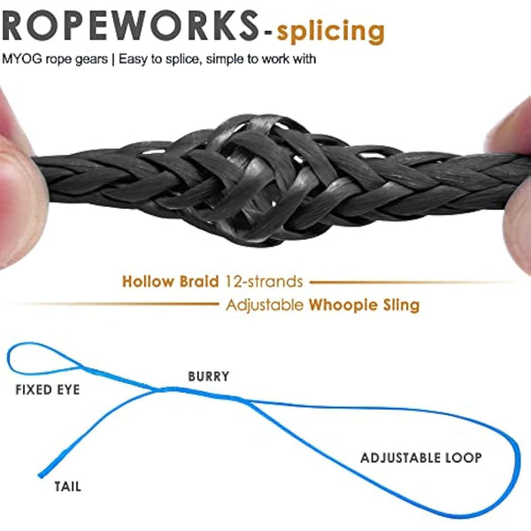 emma kites 100% UHMWPE Braided Cord 100Ft High Strength Low Stretch Utility Cord Guy Ropes 0.5mm ~ 4.8mm for Tent Guyline Tarp Hammock Ridgeline Fishing Line 100Lb ~ 5500Lb with 4 Colours