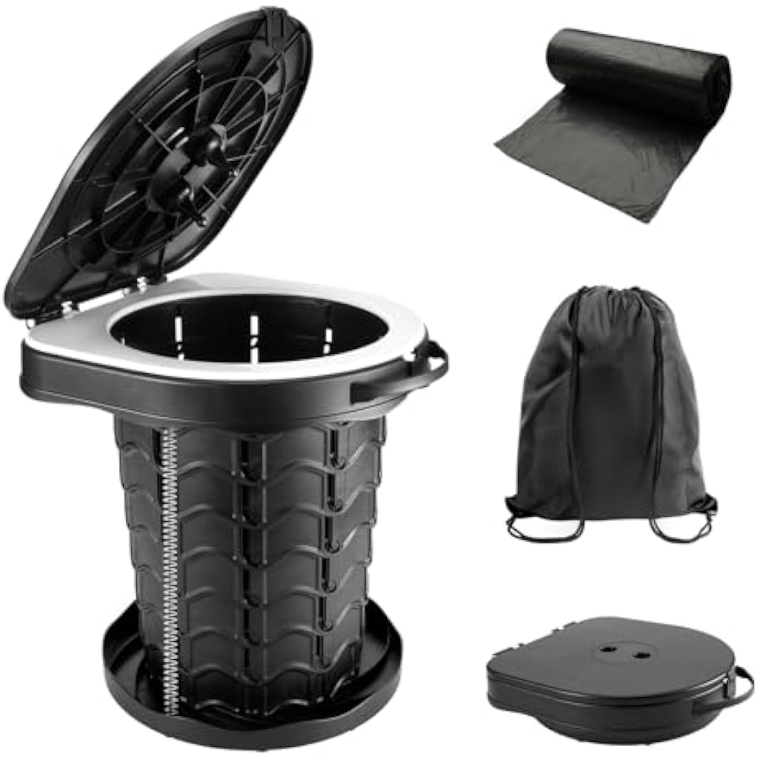Folding Camping Toilet Portable with Bag - imodomio Portable Toilets for Adults with Lid, Seat & Toilet Bags, Outdoor Travel Toilets for Fishing, Hiking, Campervan, Caravan, Car, Festivals, Load 180kg