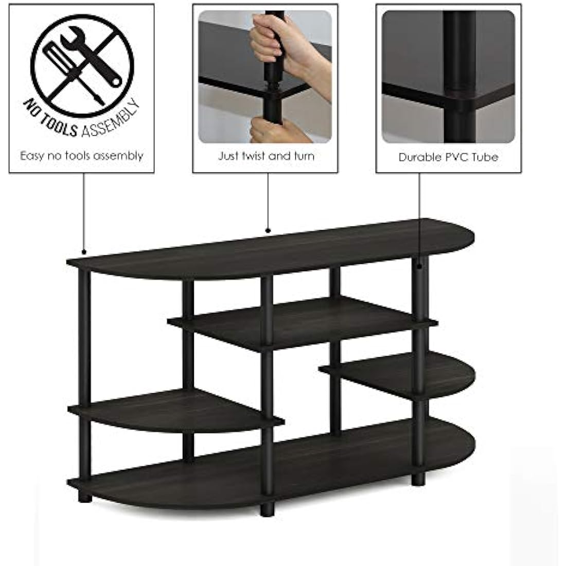 Furinno JAYA Simple Design Corner TV Stand, TV Unit, Entertainment Center, Espresso/Black,106.7 (W) x 57.4 (H) x 39.4 (D) cm