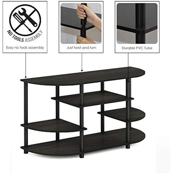 Furinno JAYA Simple Design Corner TV Stand, TV Unit, Entertainment Center, Espresso/Black,106.7 (W) x 57.4 (H) x 39.4 (D) cm