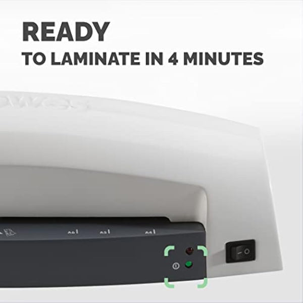 Fellowes Lunar Jam Free A4 Laminator Machine for Home Use - 4 Minute Warm Up Time – 80-125 Micron – White