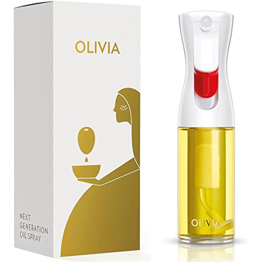 FLAIROSOL OLIVIA. The Original Advanced Oil Sprayer for Cooking, Salads, BBQs and More, Continuous Spray with Portion Control, Trusted by Chefs. Patented Technology (Glass Bottle) (Gold Print)