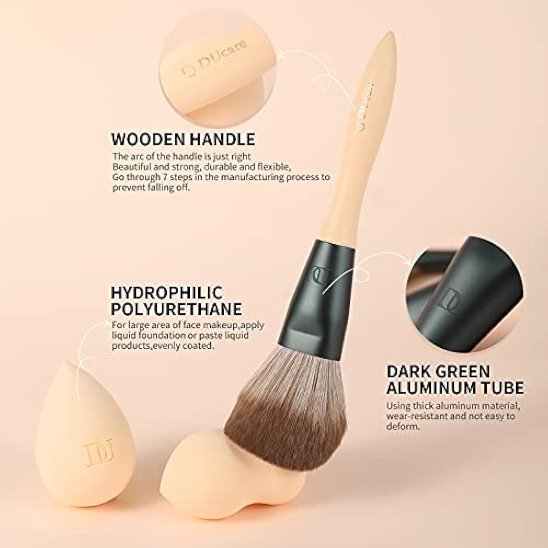 DUcare 14 Pcs Makeup Brush Set - File Series Extremely Comfortable Brown Hair Professional Kabuki Gift Pack