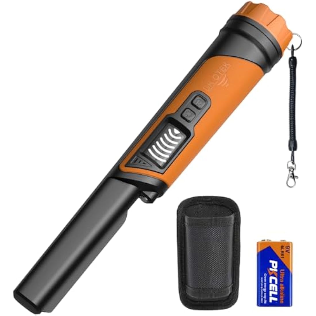 DR.ÖTEK Metal Detector Pinpointer, IP68 Fully Waterproof Handheld Pin Pointer with LCD Screen, Innovative Interference Cancellation Function, Higher Sensitivity, 3 Modes, Great for Gold, Coins, Orange