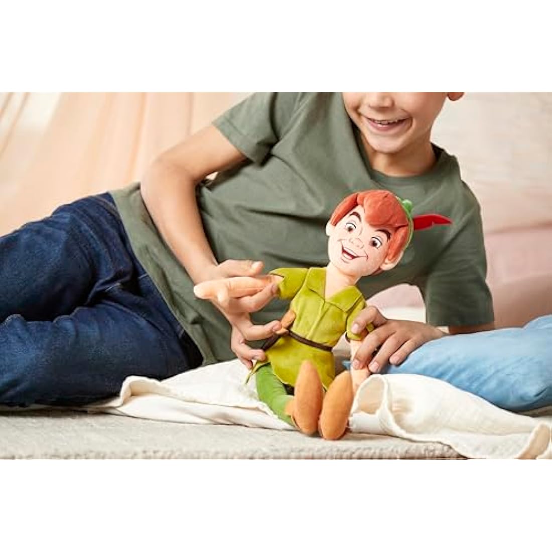 Disney Store Official Peter Pan Medium Soft Toy, 48cm/18”, Plush Character Figure with Printed Character Face, Suitable for Ages 0+