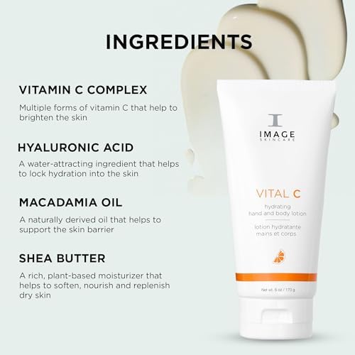 IMAGE Skincare, VITAL C Hydrating Hand and Body Lotion, Brightening and Moisturizing with Vitamin C, Shea Butter and Hyaluronic Acid, 170 g
