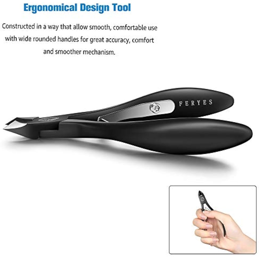 FERYES Cuticle Nippers, Cuticle Cutter and Remover with Cuticle Trimmer for Dead Skin - Professional Manicure Tools and Cuticle Clippers- Stainless Steel