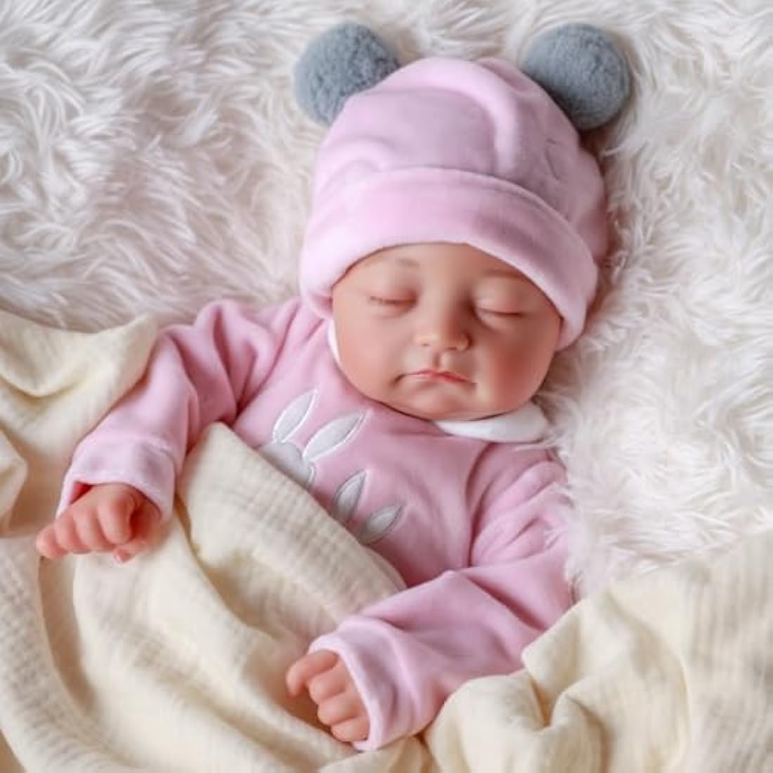 BABESIDE Reborn Baby Dolls - Connie 20-inches reborn baby Girl She has Fine Vinyl, Painted Hair, and Delicate Facial Painting, She’s Hand-made and Has a Soft Body for Girls's Gift