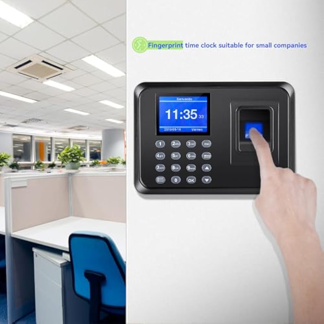 Diseleri Employee Time Clock, Clocking in Machines for Small Business, Fingerprint Punch Card Machine with 2.4 TFT LCD Fingerprint Password, Checking-in Recorder for Business Scanner with 8G U-Disk
