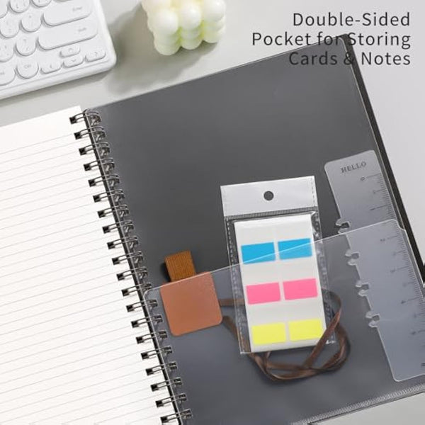 EMSHOI B5 Wirebound Notebook Lined 300 Pages/150 Sheets, Spiral Notepad Multi-Coloured, 100gsm Thick Paper, Waterproof Hardcover, Writing Journal for Women Men Work Office School,19 x 25 cm, Coffee