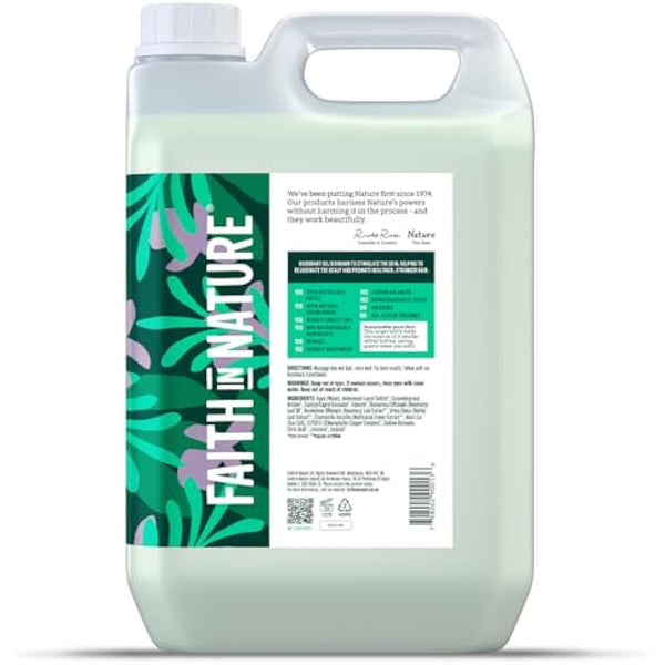 Faith In Nature Natural Rosemary Shampoo, Stimulating for Normal Hair & Scalp, Vegan & Cruelty Free, No SLS, Silciones or Parabens, 5L Refill Pack