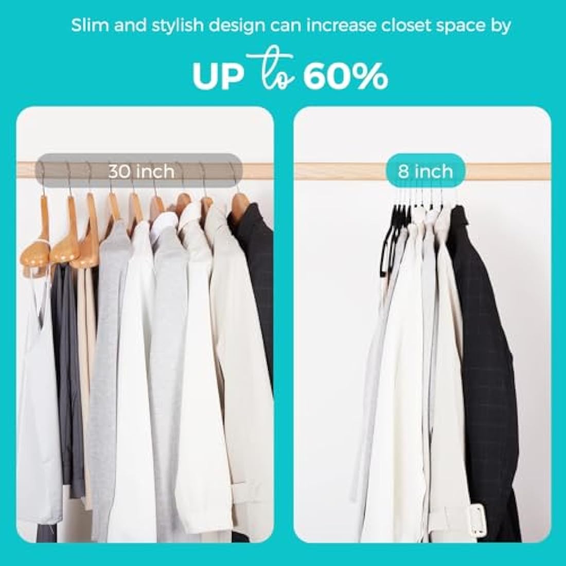 HOUSE DAY Black Velvet Hangers 60 Pack-Premium Clothes Hangers Non-Slip Felt heavy Duty Coathanger, Durable Suit Hanger for Space Saving, No Hanger Marks 360 Rotating (Tranquil Black)