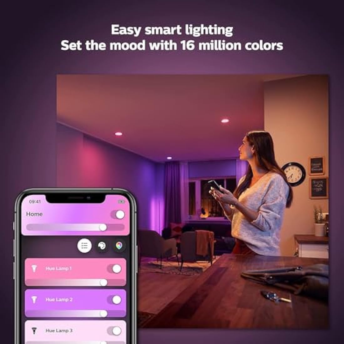 Philips Hue White & Colour Ambiance Single Smart Bulb LED [B22 Bayonet Cap]-1100 Lumens (75W Equivalent).Works Alexa,Google Assistant and Apple Homekit.for Home Indoor Lighting,Livingroom and Bedroom