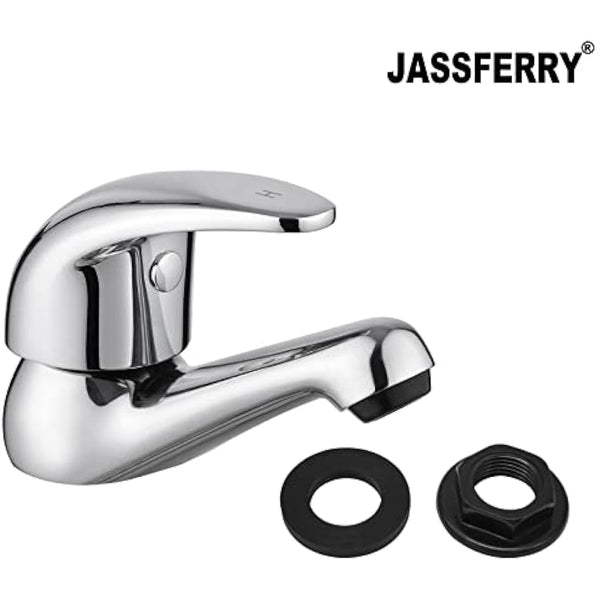 JASSFERRY Chrome Pair of Basin Taps Hot and Cold Water Bathroom Sink Tap Top Lever Handle 1/2" Faucets, Set of 2