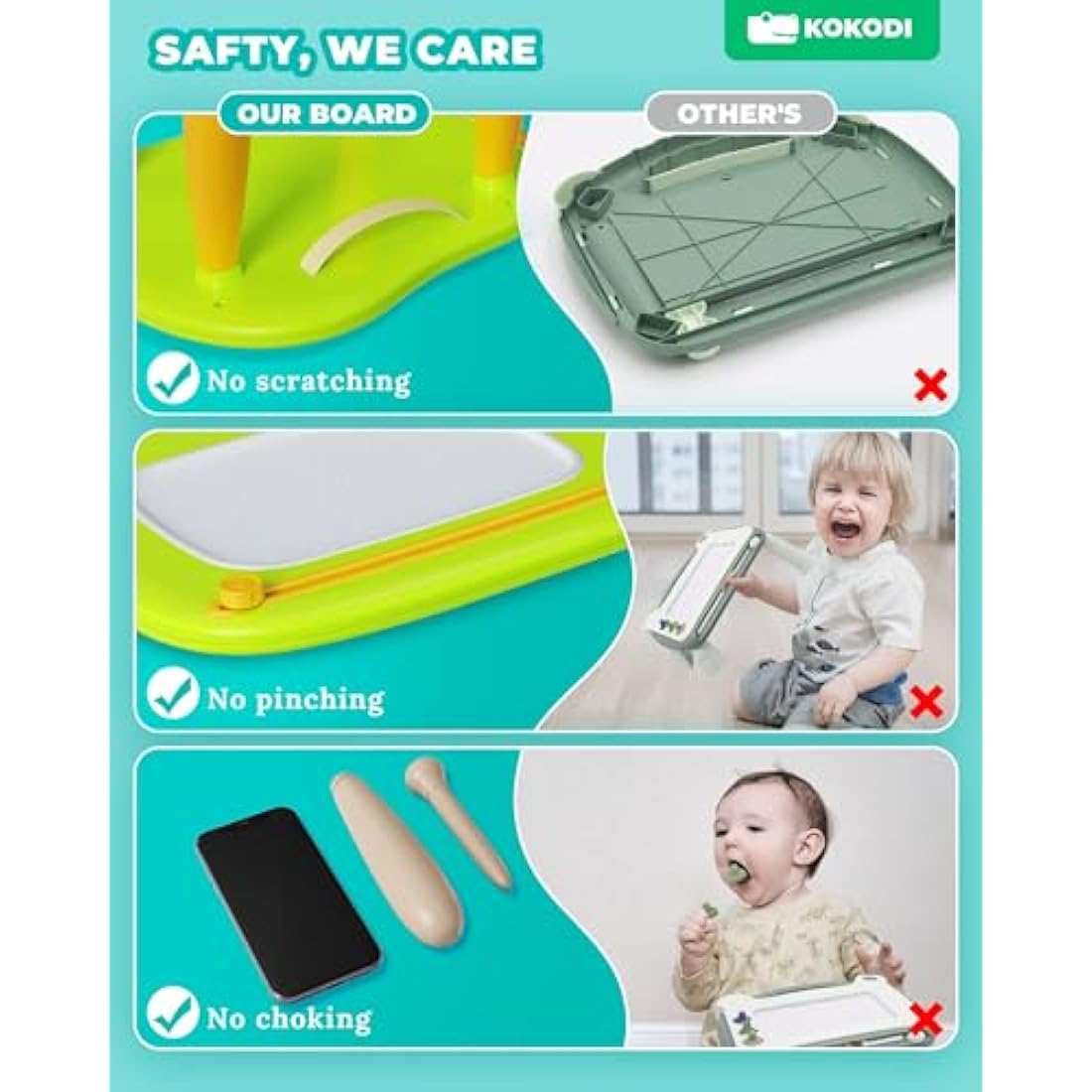 Kokodi Toddler Toys - Magnetic Drawing Board & Writing Tablet for Kids, Educational Learning Travel Toys for 1-3 Year Old Boys & Girls - Yellow