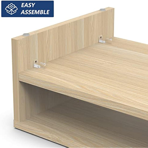 FITUEYES Monitor Stand 2 Tiers Computer Monitor Riser,54cm Wood Desktop Stand for Laptop Computer Screen Riser, with Storage Shelf, Office Supplies, Desk Organizer, Oak