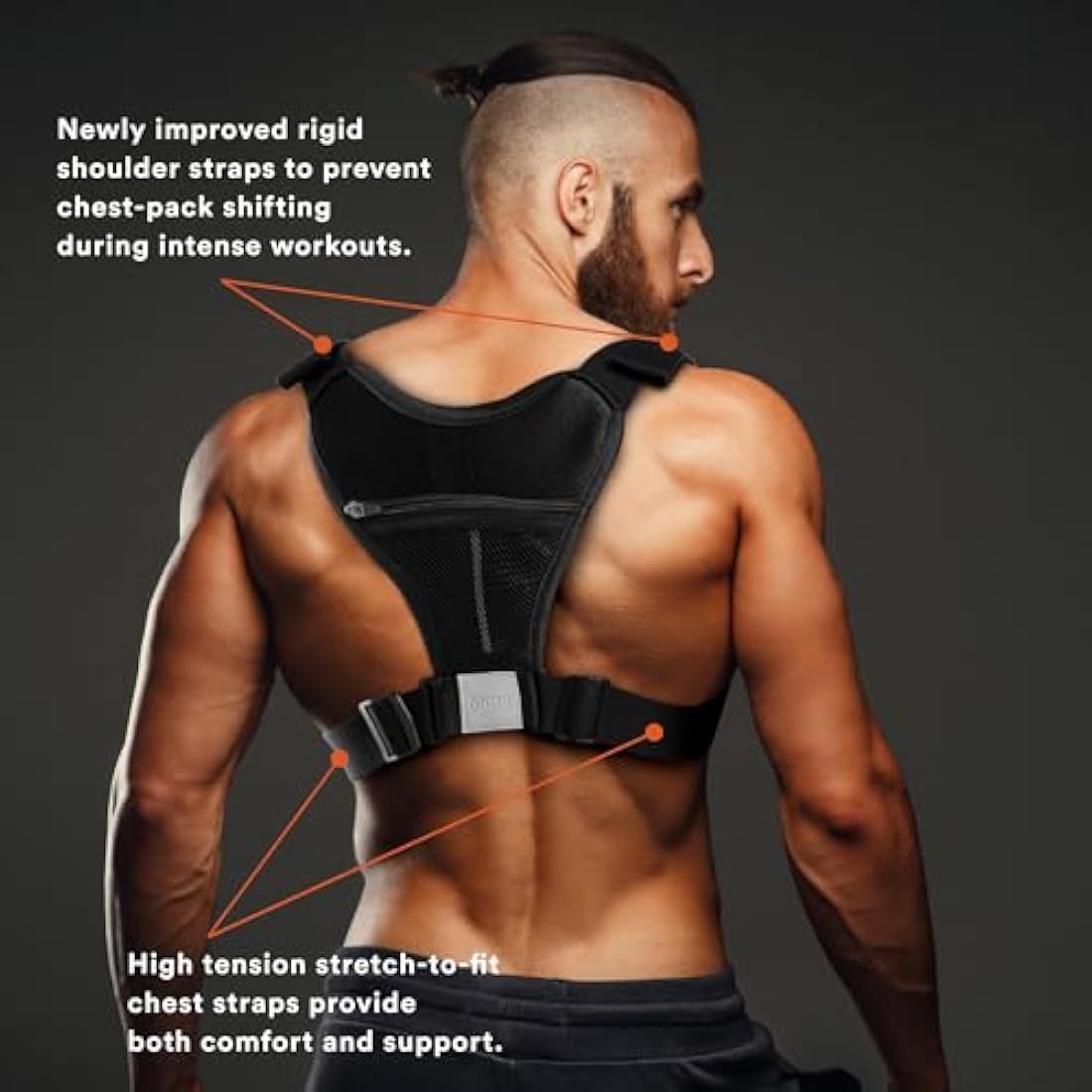 Fitdom Tactical Inspired Sports Utility Chest Pack. Chest Bag for Men with Built-in Phone Holder. This EDC Rig Pouch Vest is Perfect for Workouts, Cycling & Hiking, Jet Black, Tactical Chest Bag